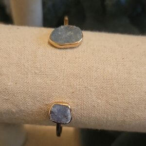 Gold and Blue Stone Women's Jewelry Open Druzy Cuff